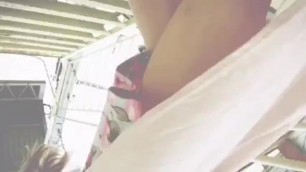 Anne Upskirt with Wind and Play with Dildo