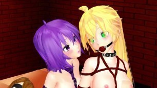 Defoko Plays with her 2 Slave Girls (Yuri Bondage Sex) - 3D MMD