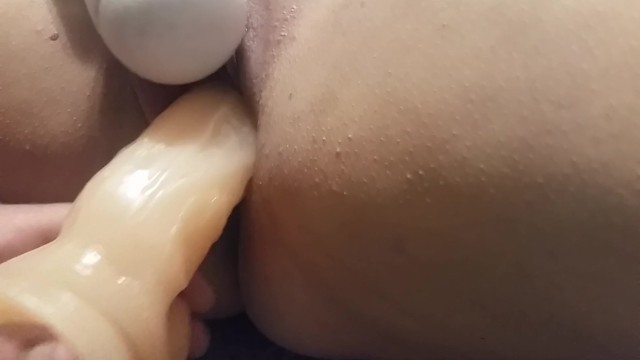 Tight, Wet Pussy Pushes Dildo out and won't let it back in