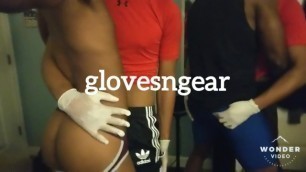 Preview - three Guys in Glovesn'gear and a Bottom in a Jockstrap Grinding