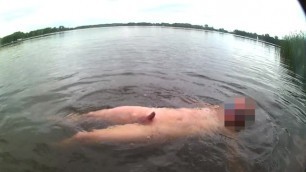 Risky Naked Outdoor Swim in Lake with Soft Dick (no Cum)