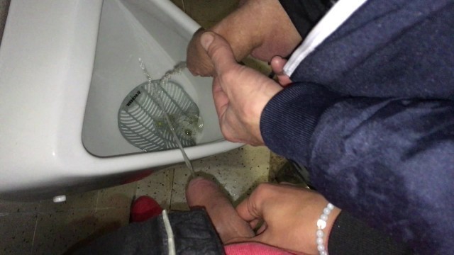 Pissing with my Step Brother at Disco Urinal