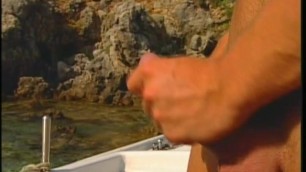 Guy on the yacht jacking off cock