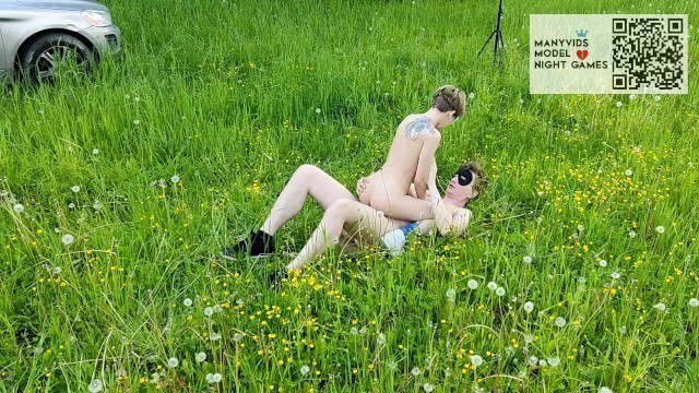 Passionate Sex of a Young Couple in the Field